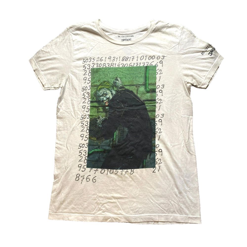 DC Collection by Jim Lee‎ Shirt Adult Medium White Joker Cartoon Movie Mens